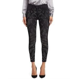 L'AGENCE Graphite Dark Gray Rhinestone Margot High Rise Skinny Jeans NWT 25‎